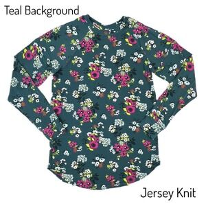 Xl LULAROE Erin Raglan Long Sleeve Floral On Green Jersey Material Fits 18/20